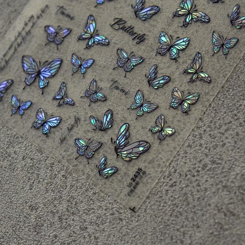 5D Embossed Butterfly Nail Art Stickers Self Adhesive Decals