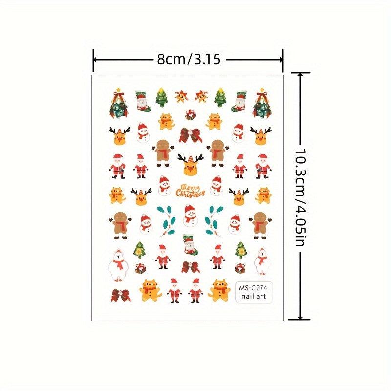 Christmas Nail Art Stickers Santa Snowflake Elk Decals
