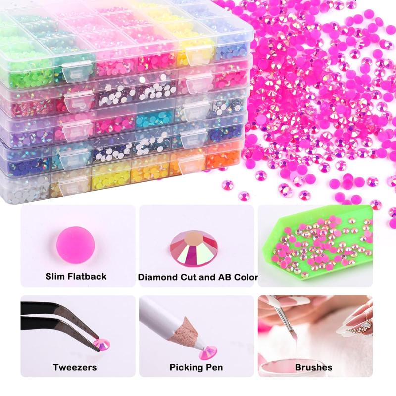Resin Flatback Rhinestones Kit 5MM Jelly Non Hotfix for Crafts DIY