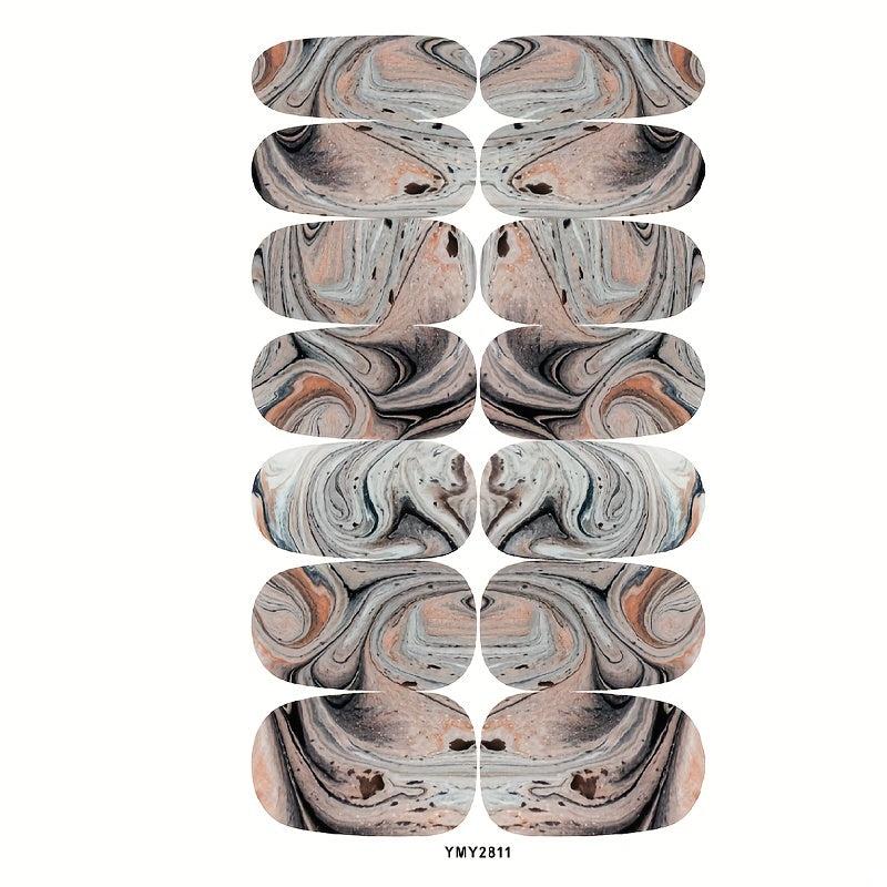 12 Marble Nail Polish Stickers Self-Adhesive Decal Strips Kit