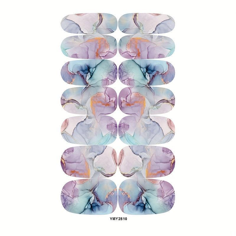12 Marble Nail Polish Stickers Self-Adhesive Decal Strips Kit