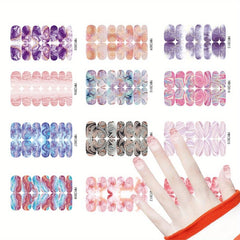 12 Marble Nail Polish Stickers Self-Adhesive Decal Strips Kit