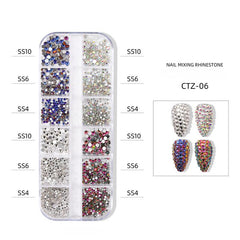 12 Grid Transparent Nail Art Rhinestones for DIY Decoration