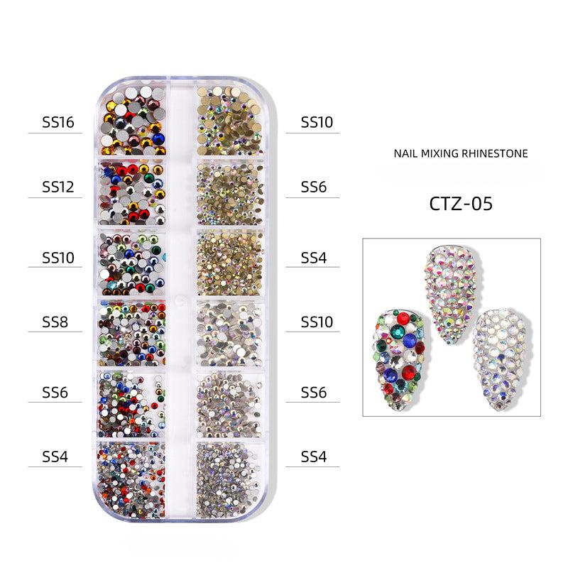 12 Grid Transparent Nail Art Rhinestones for DIY Decoration
