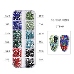 12 Grid Transparent Nail Art Rhinestones for DIY Decoration