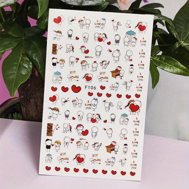 3D Leopard Hearts Crosses Nail Stickers Self Adhesive Nail Art Decals