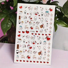 3D Leopard Hearts Crosses Nail Stickers Self Adhesive Nail Art Decals