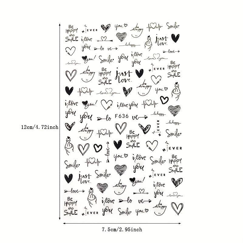 3D Leopard Hearts Crosses Nail Stickers Self Adhesive Nail Art Decals