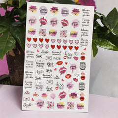 3D Leopard Hearts Crosses Nail Stickers Self Adhesive Nail Art Decals