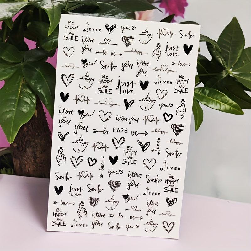 3D Leopard Hearts Crosses Nail Stickers Self Adhesive Nail Art Decals
