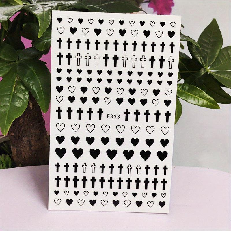 3D Leopard Hearts Crosses Nail Stickers Self Adhesive Nail Art Decals