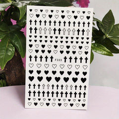 3D Leopard Hearts Crosses Nail Stickers Self Adhesive Nail Art Decals