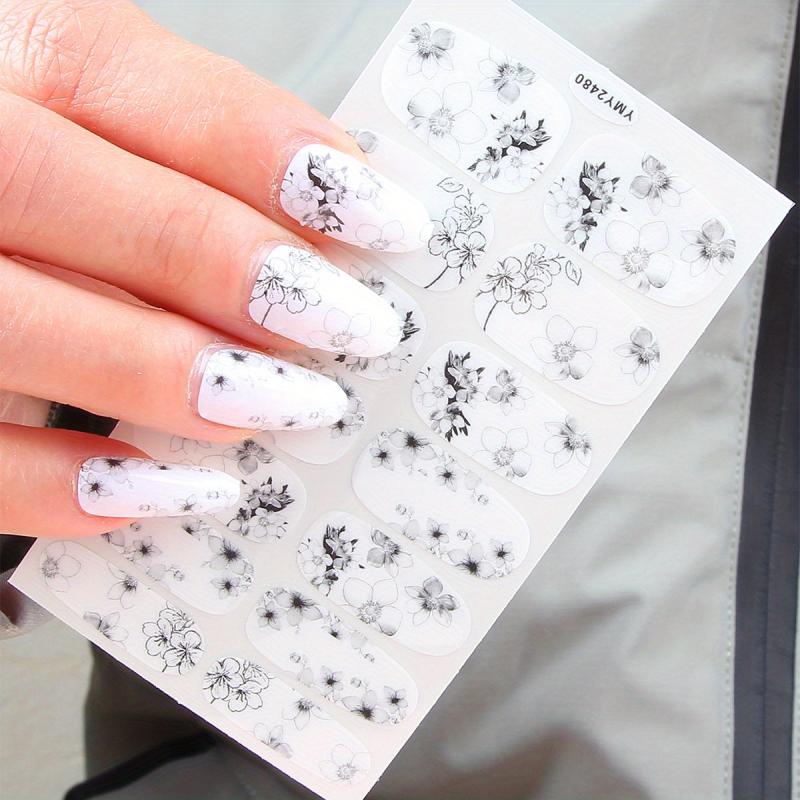 French Nail Art Sticker 3D Self Adhesive Floral Leaves Nail Decals