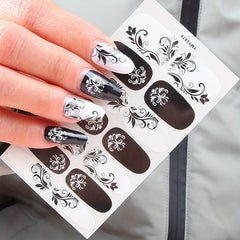 French Nail Art Sticker 3D Self Adhesive Floral Leaves Nail Decals