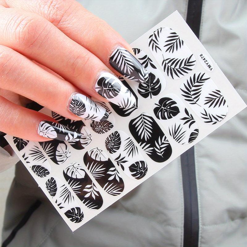 French Nail Art Sticker 3D Self Adhesive Floral Leaves Nail Decals