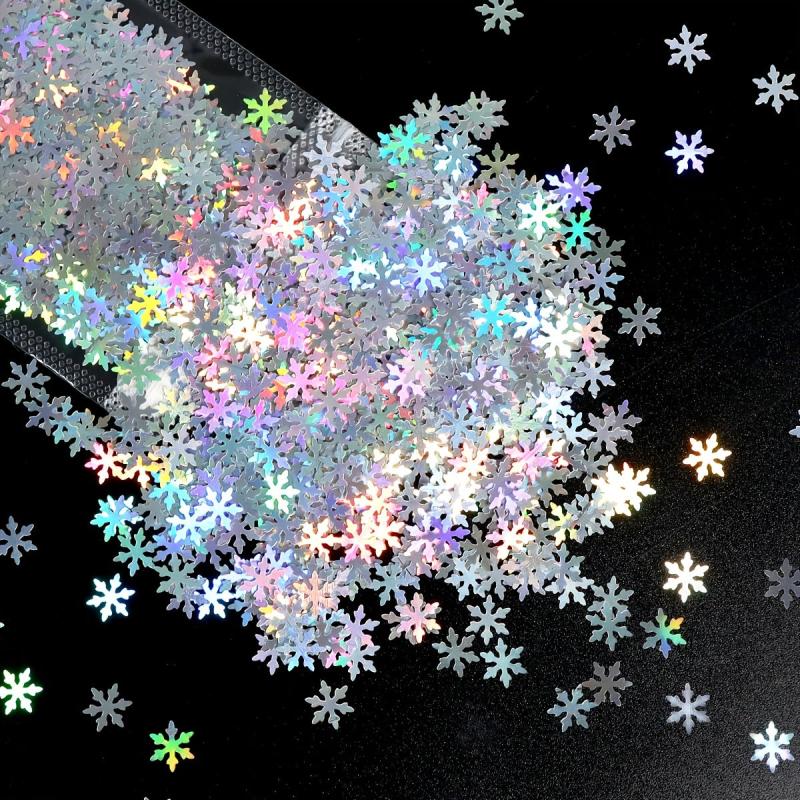 Christmas Snowflake Nail Art Sequins Holographic Glitter Flakes