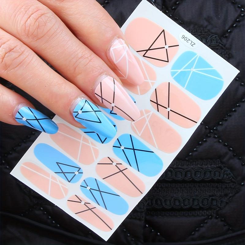 Colorful Full Wrap Nail Stickers Self Adhesive Nail Art Decal Strips