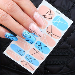 Colorful Full Wrap Nail Stickers Self Adhesive Nail Art Decal Strips