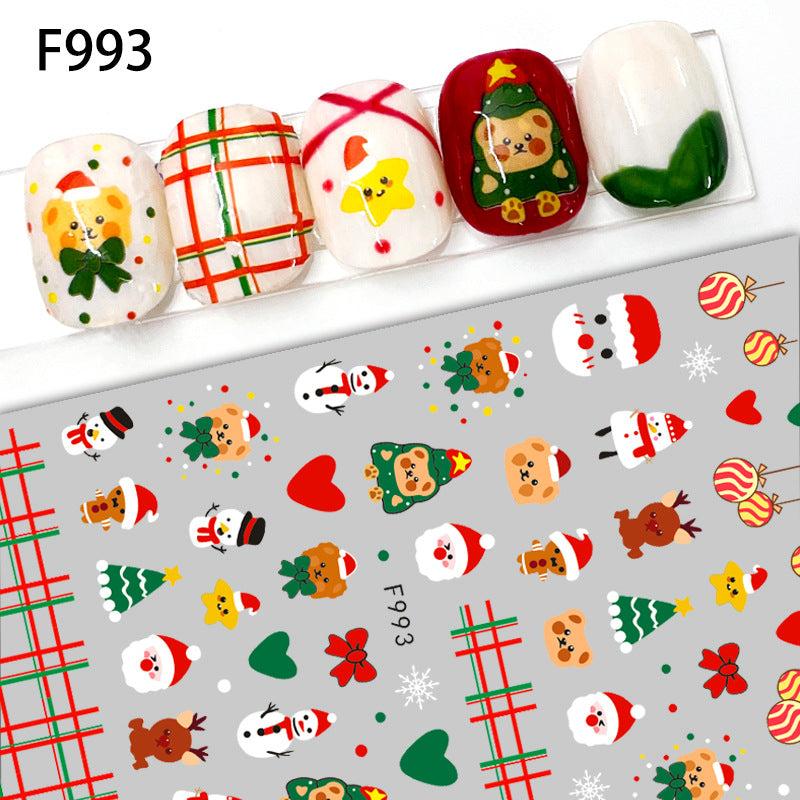 6pcs Christmas Nail Art Stickers - Santa Claus Snowflake Elk Nail Art Decals