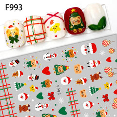 6pcs Christmas Nail Art Stickers - Santa Claus Snowflake Elk Nail Art Decals