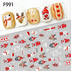 6pcs Christmas Nail Art Stickers - Santa Claus Snowflake Elk Nail Art Decals