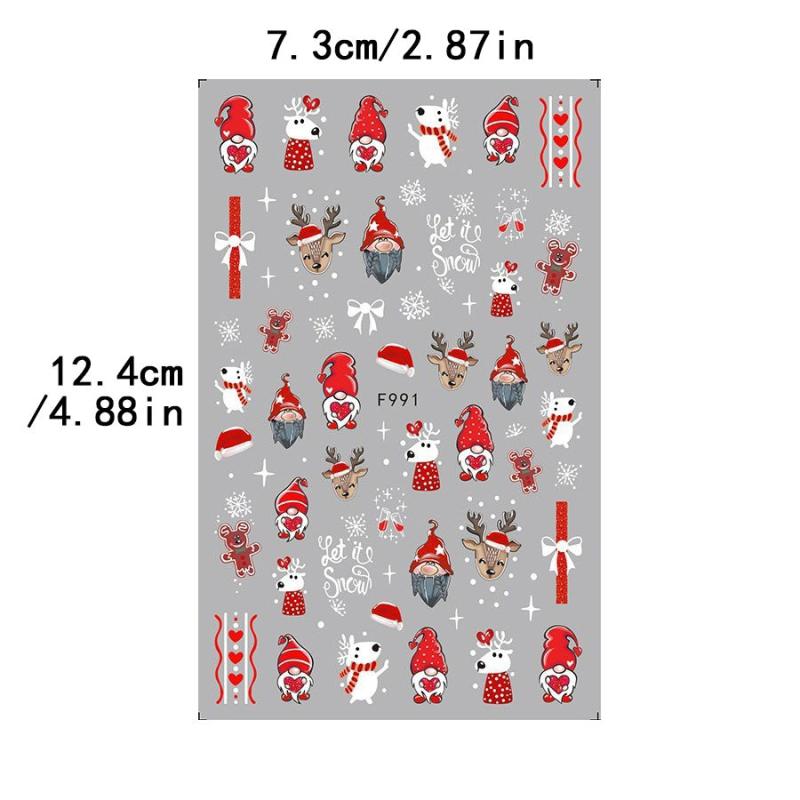 6pcs Christmas Nail Art Stickers - Santa Claus Snowflake Elk Nail Art Decals