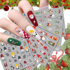 6pcs Christmas Nail Art Stickers - Santa Claus Snowflake Elk Nail Art Decals
