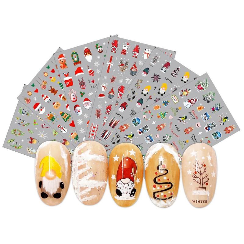 6pcs Christmas Nail Art Stickers - Santa Claus Snowflake Elk Nail Art Decals