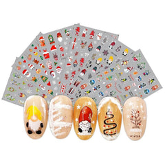 6pcs Christmas Nail Art Stickers - Santa Claus Snowflake Elk Nail Art Decals