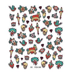 Dark Punk Style Skull Nail Art Stickers
