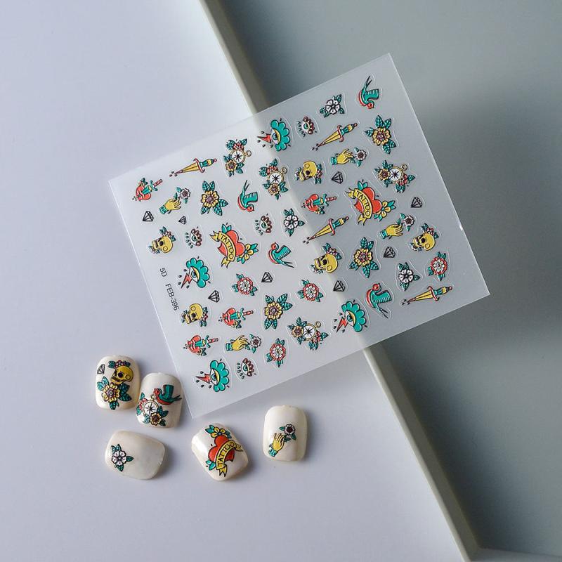 Dark Punk Style Skull Nail Art Stickers