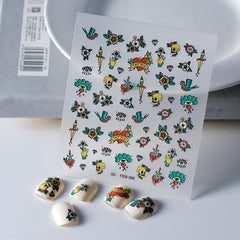 Dark Punk Style Skull Nail Art Stickers