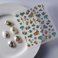Dark Punk Style Skull Nail Art Stickers