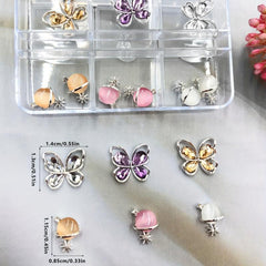 Butterfly Planet Pendant Nail Charms with Rhinestones