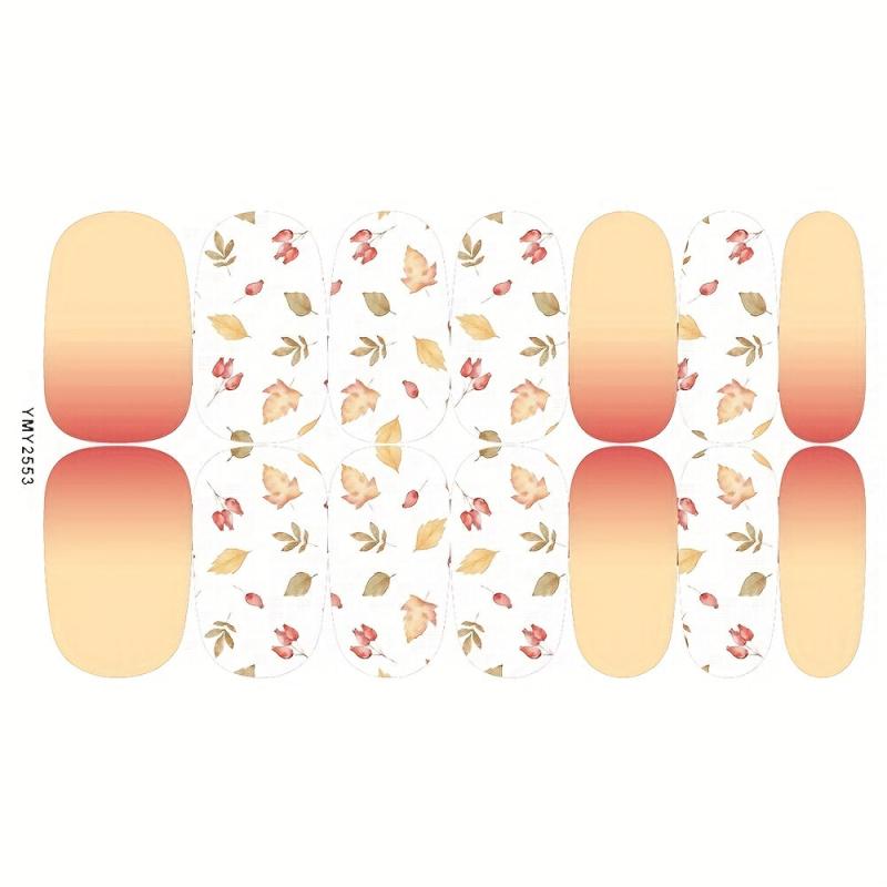 12 Autumn Flower & Leaf Nail Wraps Full Stickers