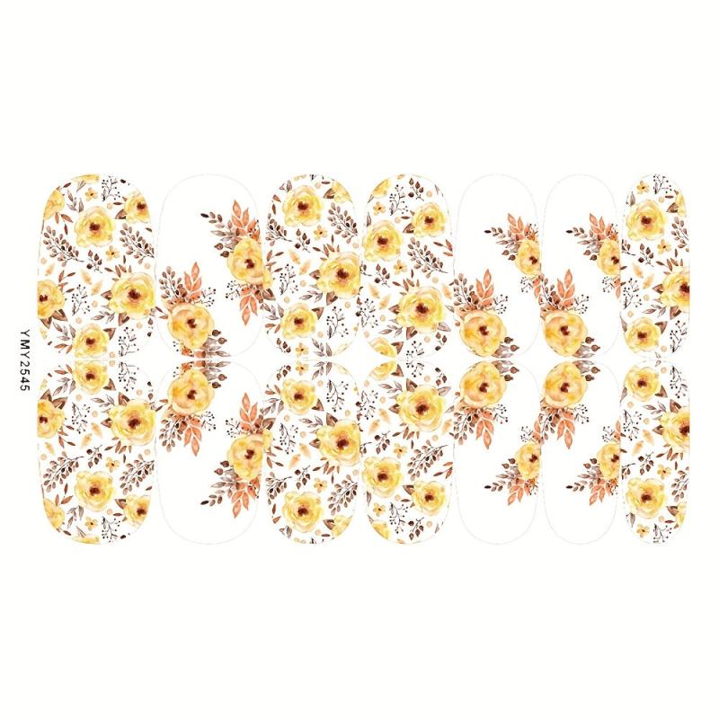 12 Autumn Flower & Leaf Nail Wraps Full Stickers