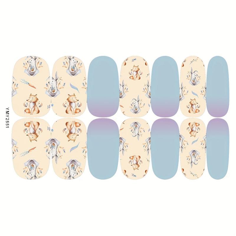 12 Autumn Flower & Leaf Nail Wraps Full Stickers