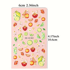 5D Fruit Nail Stickers Long Lasting Gel Polish Adhesives for Manicure Decor