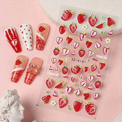 5D Fruit Nail Stickers Long Lasting Gel Polish Adhesives for Manicure Decor