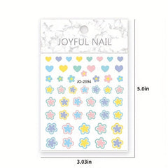 Macaroon Candy Star Heart Nail Art Stickers 3D Self Adhesive Flower Nail Decals