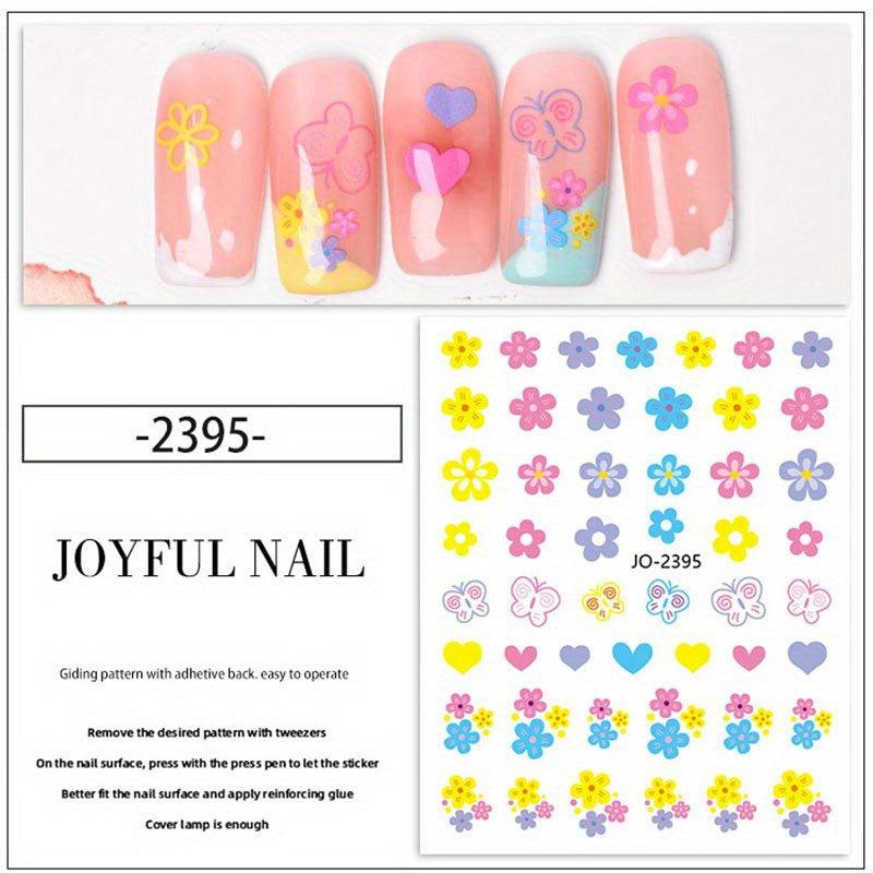 Macaroon Candy Star Heart Nail Art Stickers 3D Self Adhesive Flower Nail Decals
