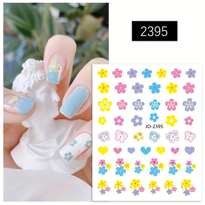 Macaroon Candy Star Heart Nail Art Stickers 3D Self Adhesive Flower Nail Decals