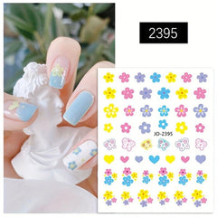 Macaroon Candy Star Heart Nail Art Stickers 3D Self Adhesive Flower Nail Decals