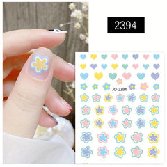 Macaroon Candy Star Heart Nail Art Stickers 3D Self Adhesive Flower Nail Decals