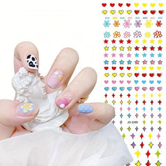 Macaroon Candy Star Heart Nail Art Stickers 3D Self Adhesive Flower Nail Decals