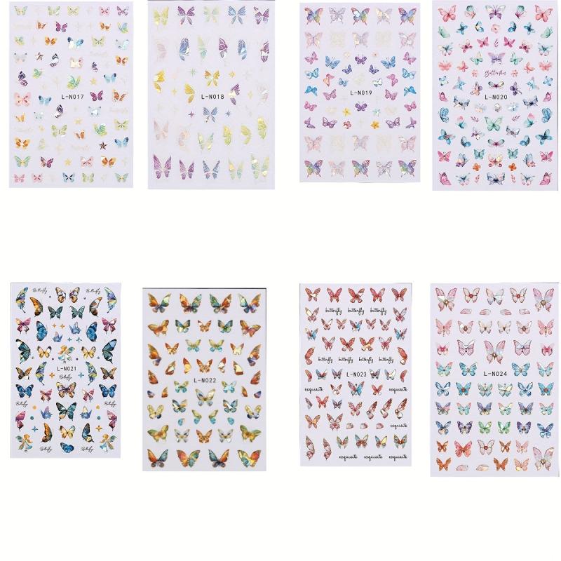 Butterfly Pattern Nail Art Stickers Laser 3D Self-adhesive Nail Decal