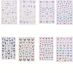 Butterfly Pattern Nail Art Stickers Laser 3D Self-adhesive Nail Decal