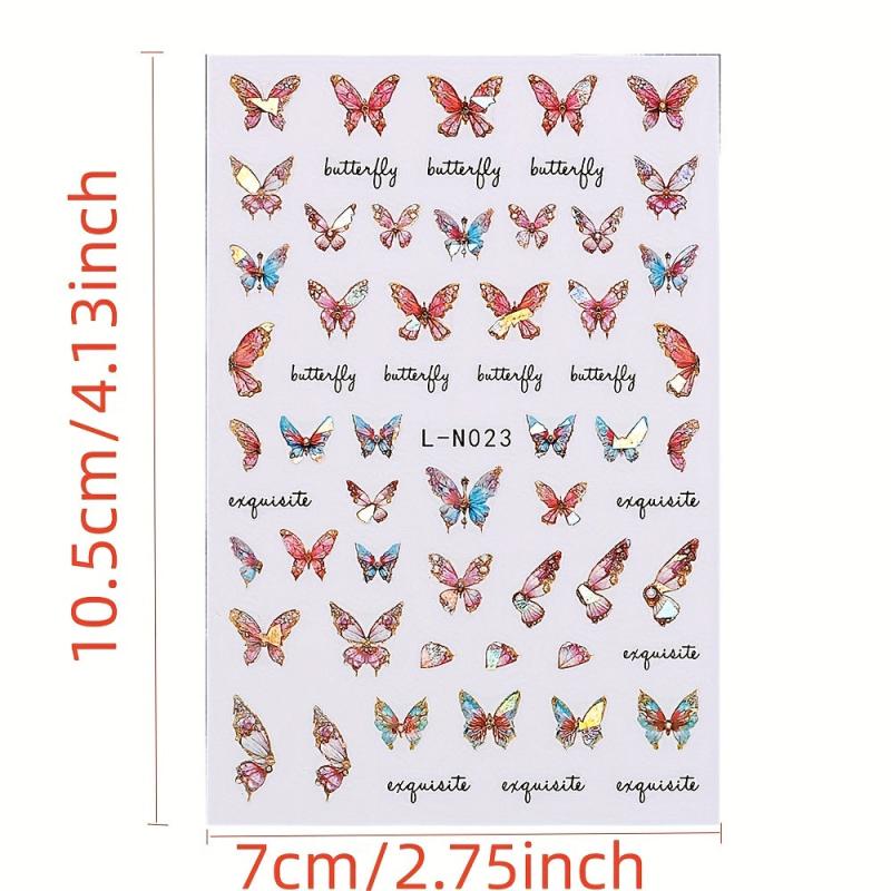 Butterfly Pattern Nail Art Stickers Laser 3D Self-adhesive Nail Decal