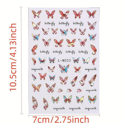 Butterfly Pattern Nail Art Stickers Laser 3D Self-adhesive Nail Decal
