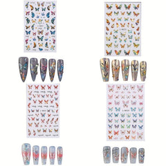 Butterfly Pattern Nail Art Stickers Laser 3D Self-adhesive Nail Decal
